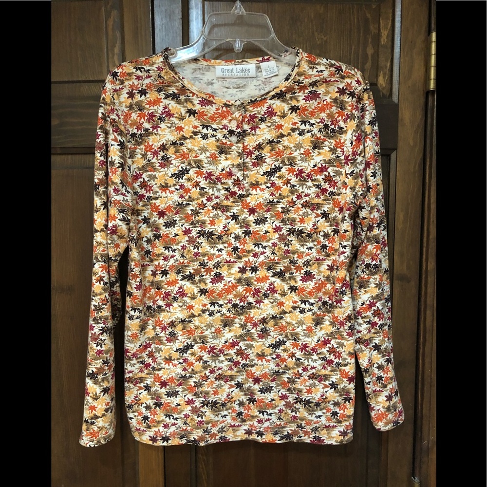 Autumn fall Halloween long sleeve shirt leaves